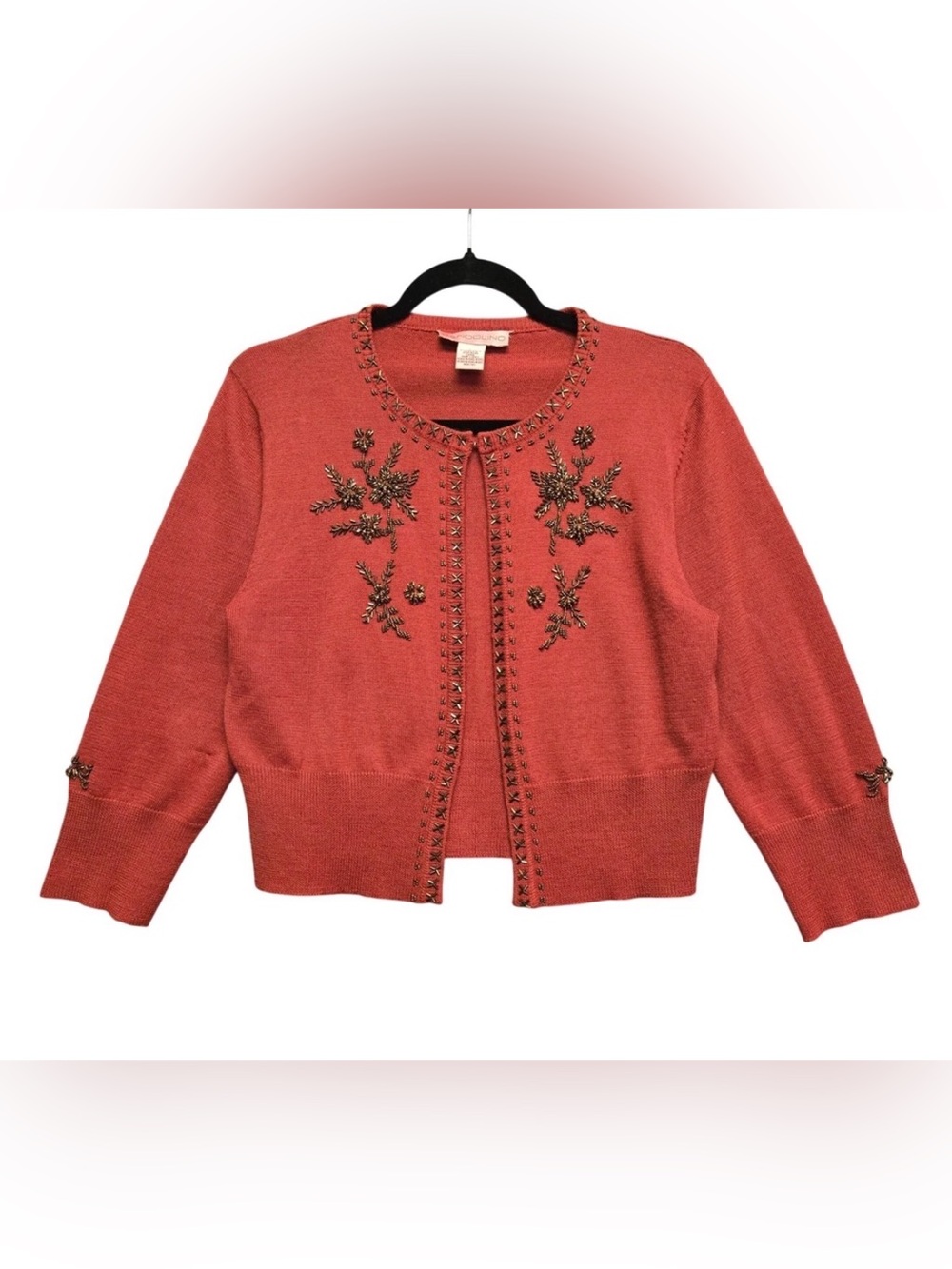 Bandolino embellished Red Women's Knit Cardigan Sweater